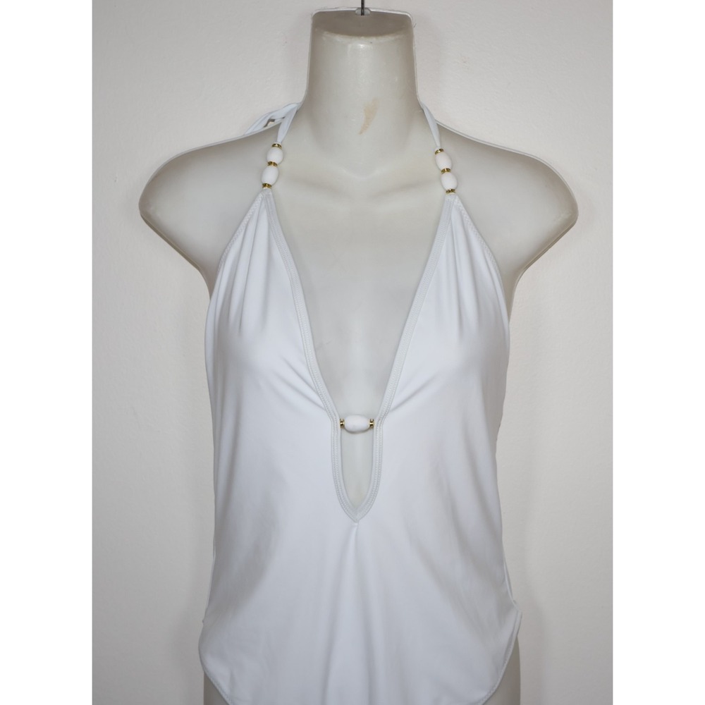 Ramy Brook Size Large White Kailey Halter One Piece Swimsuit - Picture 5 of 11